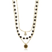 Time and Tru Womens Goldtone Layered Necklace Set, 3 Pieces, Black