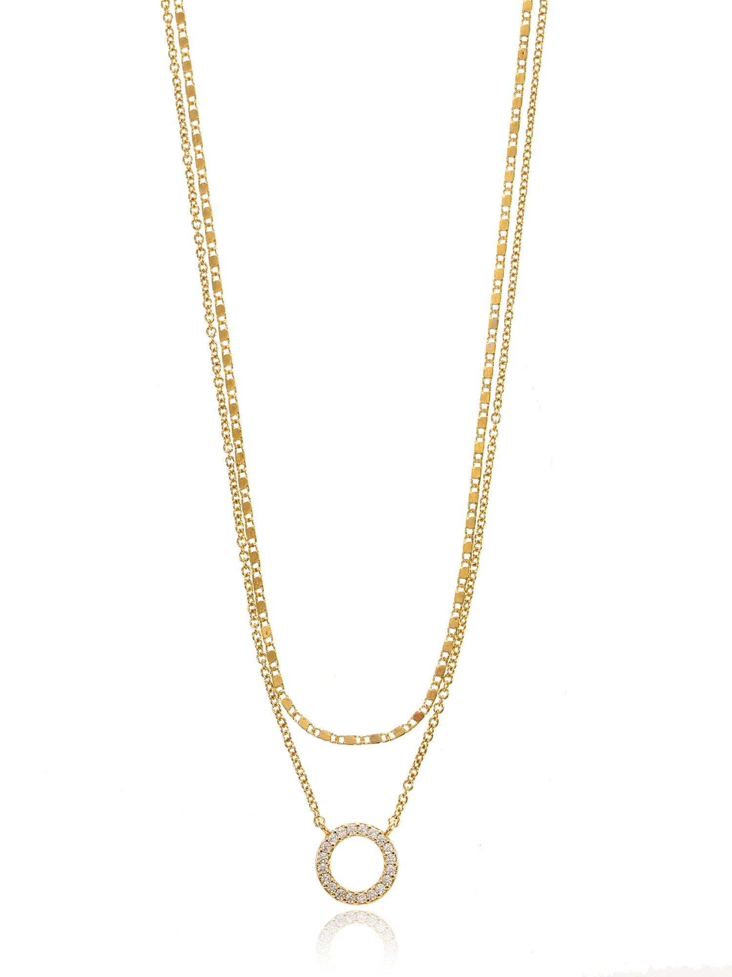 Time and Tru Women's Goldtone Open Circle Necklace Set, 2 Pieces