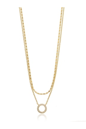 Women's Goldtone Open Circle Necklace Set, 2 Pieces