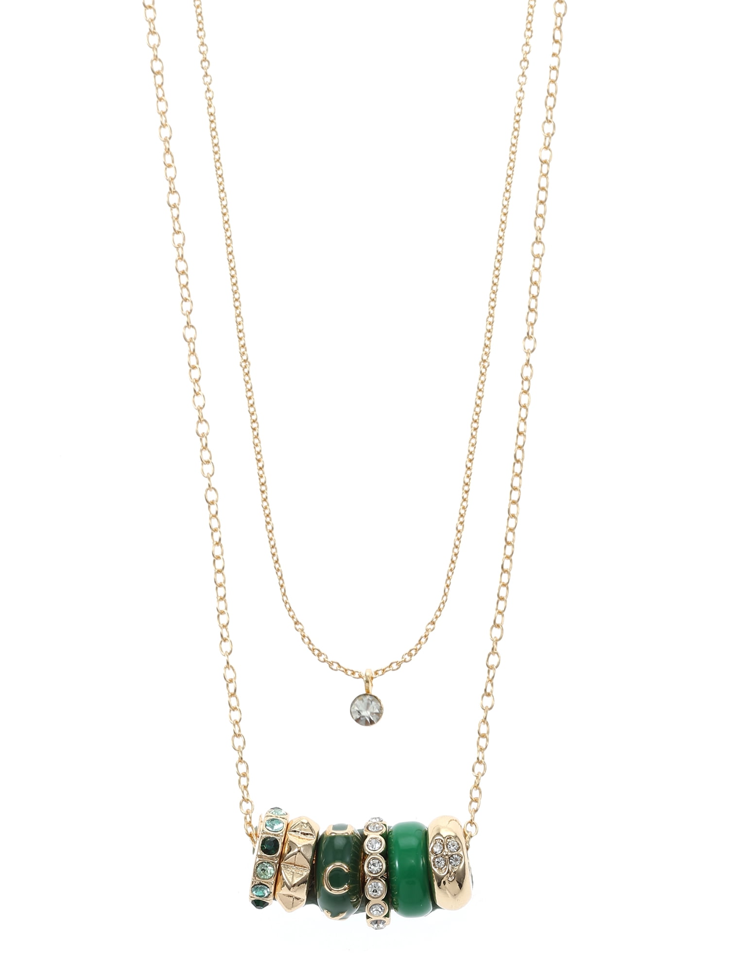 Time and Tru Women's Goldtone Round Charm Necklace, "Lucky" Pink/Purple, 1 Piece