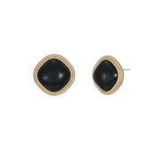 TIME AND TRU Women's Goldtone and Black Button Stud Earring