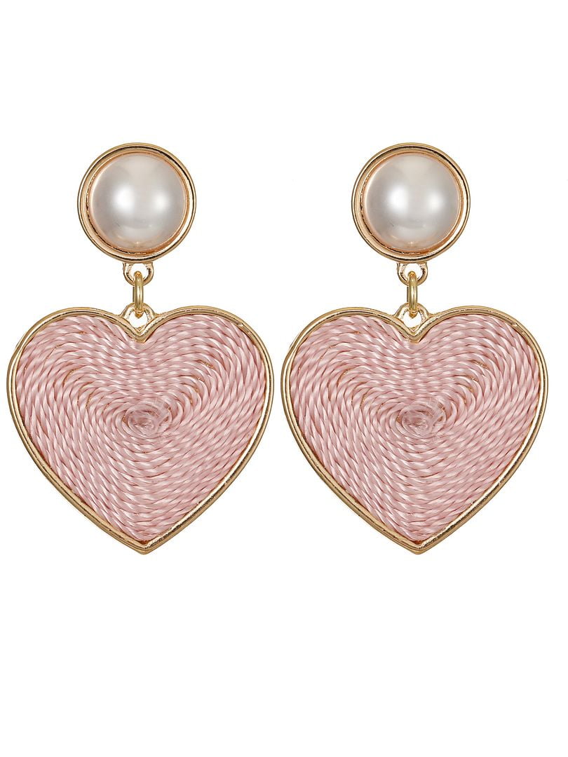 TATIANA☆Pearl Point Pink Heart Ear Jacket Earring TATIANA☆Pearl Point Pink Heart Ear Jacket Earring Designer