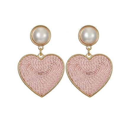 Time and Tru Women's Goldtone and Pink Heart Drop Earrings