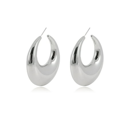 Time and Tru Women's Graduated Hoop Earrings, Silver-Tone