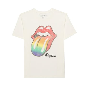 Time and Tru Women's Rolling Stones Rainbow Logo Graphic Tee, Sizes XS-XXXL