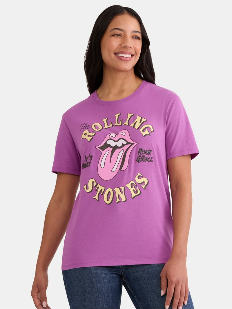 Time and Tru Women's Rolling Stones Rock and Roll Graphic Tee
