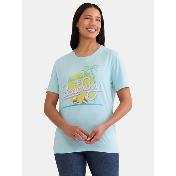 Time and Tru Women's Beach Boys Graphic Tee, Sizes XS-XXXL