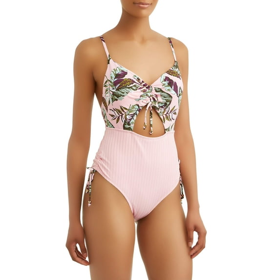 Time and Tru Women's Great Escape Ruched One-piece Swimsuit