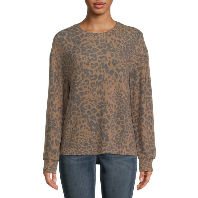 Time and Tru Women's Hacci Crew Neck Pullover