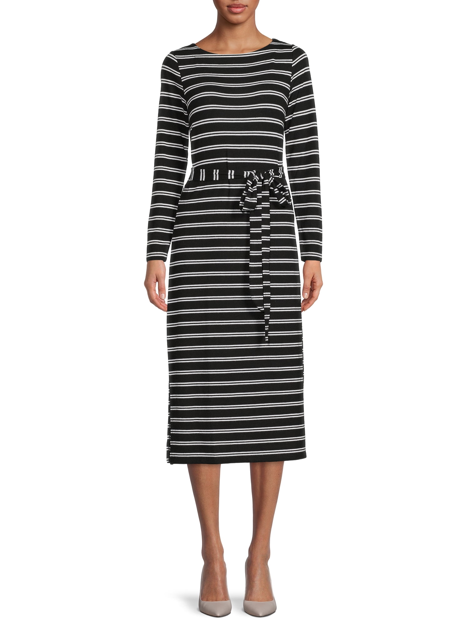 Time and Tru Women's Hacci Dress with Long Sleeves - Walmart.com