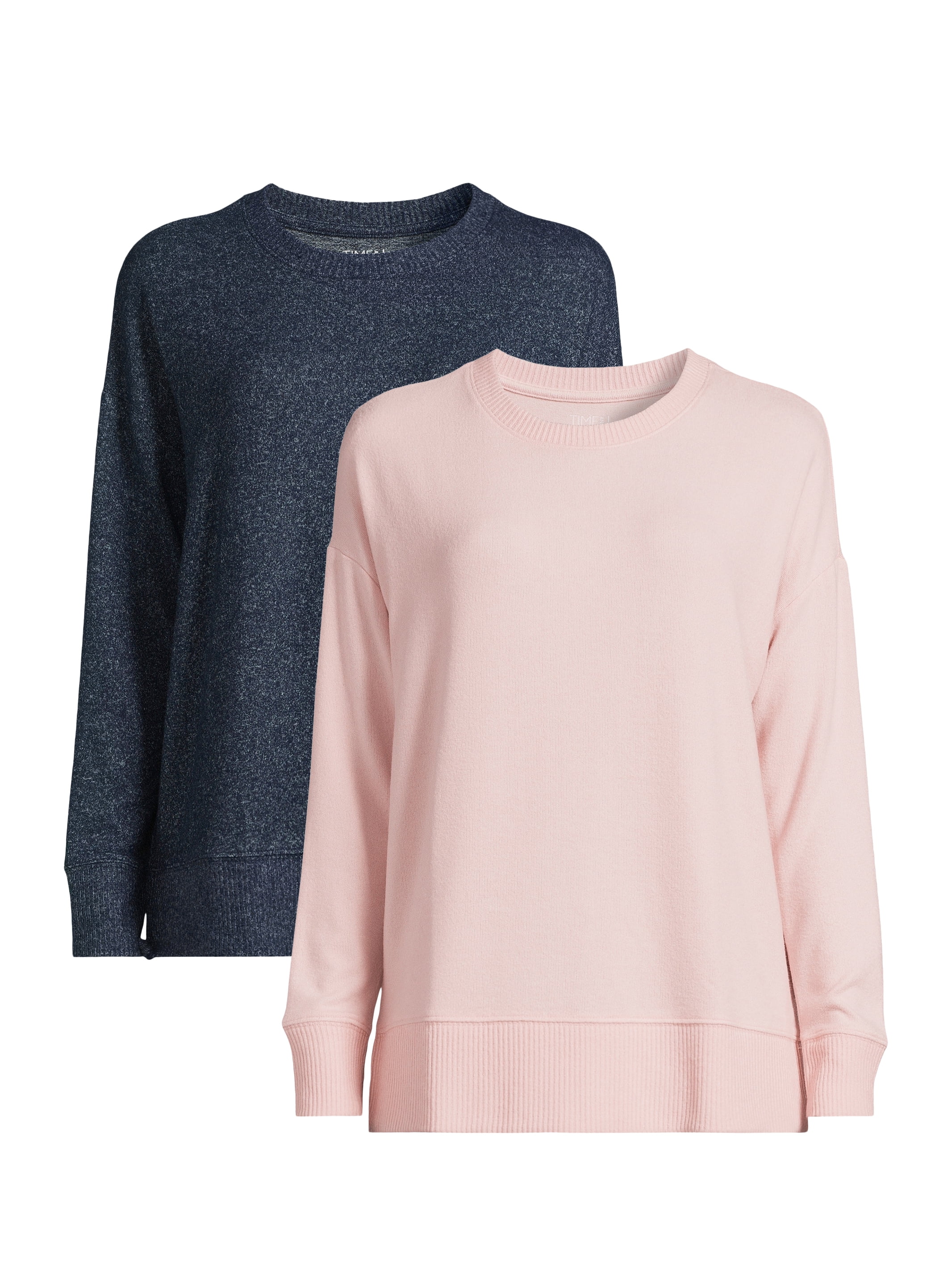 Time and Tru Women's Hacci Knit Pullover with Long-Sleeves, Single and 2-Pack, Sizes XS - XXL - Walmart.com Time and Tru Women's Hacci Knit Pullover with Long-Sleeves, Single and 2-Pack, Sizes XS - XXL - Walmart.com