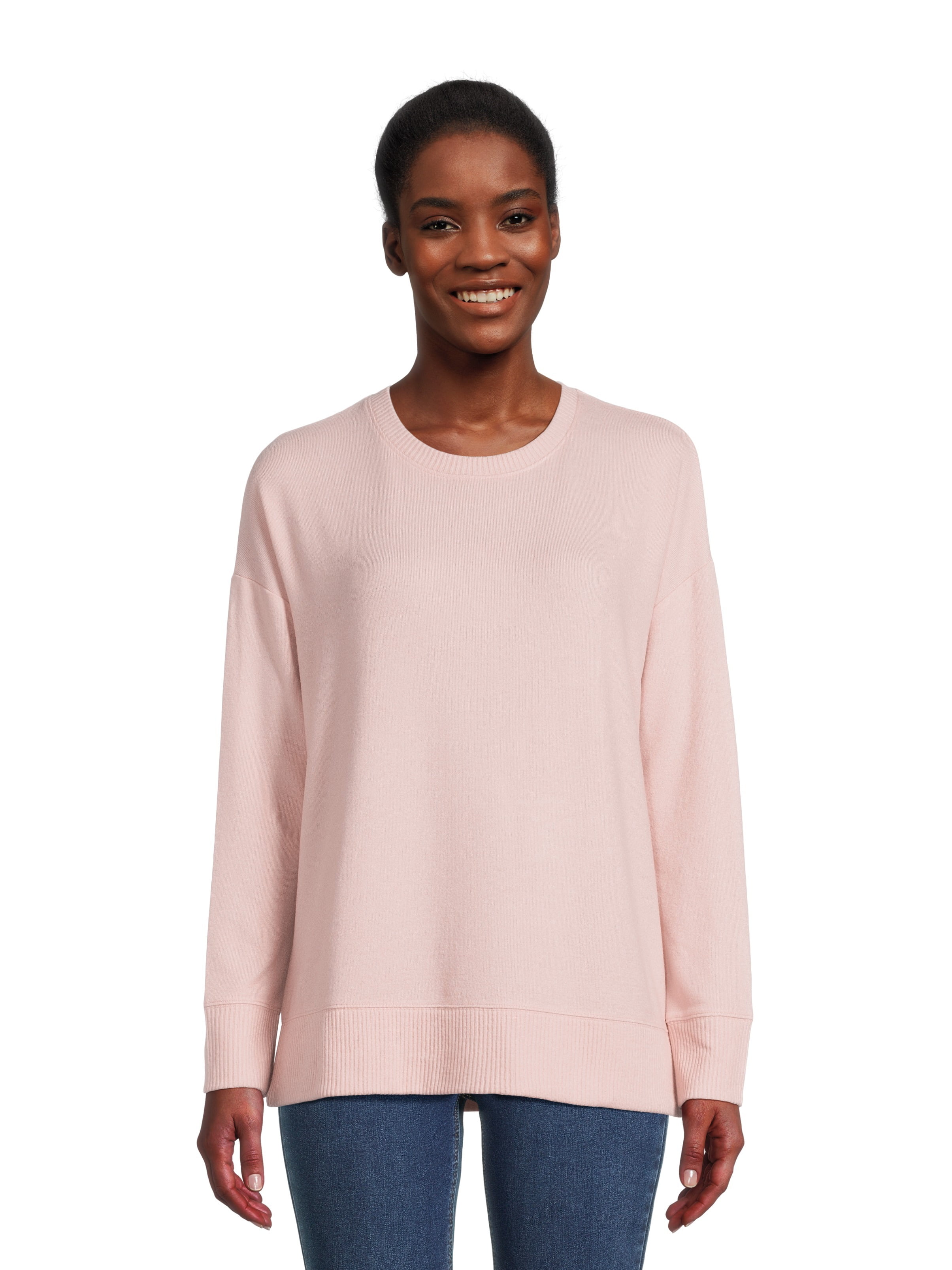 Time Tru Women's Hacci Knit Pullover, Long-Sleeves, Single