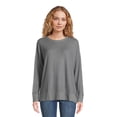 thumbnail image 1 of Time and Tru Women's Hacci Knit Pullover with Long-Sleeves, Single and 2-Pack, Sizes XS - XXL, 1 of 6