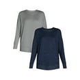 thumbnail image 1 of Time and Tru Women's Hacci Knit Pullover with Long-Sleeves, Single and 2-Pack, Sizes XS - XXL, 1 of 5