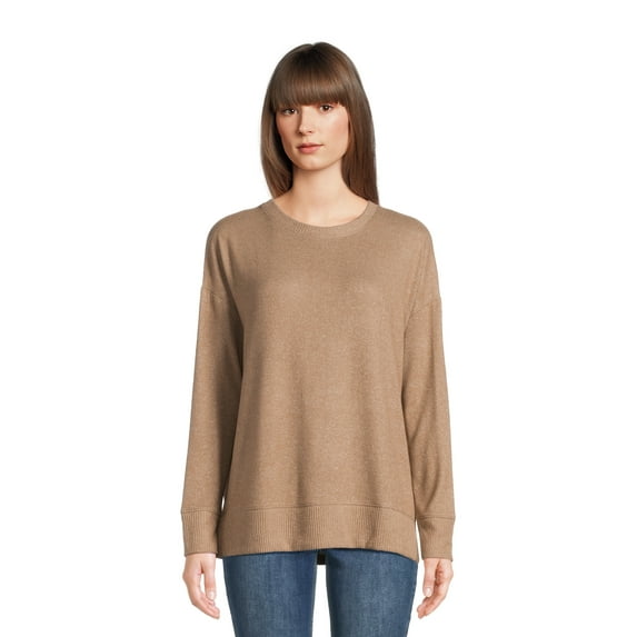Time and Tru Women's Hacci Knit Pullover with Long-Sleeves, Single and 2-Pack, Sizes XS - XXL