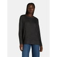 thumbnail image 1 of Time and Tru Women's Hacci Knit Pullover with Long-Sleeves, Single and 2-Pack, Sizes XS - XXL, 1 of 2