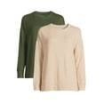 thumbnail image 1 of Time and Tru Women's Hacci Knit Pullover with Long-Sleeves, Single and 2-Pack, Sizes XS - XXL, 1 of 7