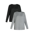thumbnail image 1 of Time and Tru Women's Hacci Knit Pullover with Long-Sleeves, Single and 2-Pack, Sizes XS - XXL, 1 of 5