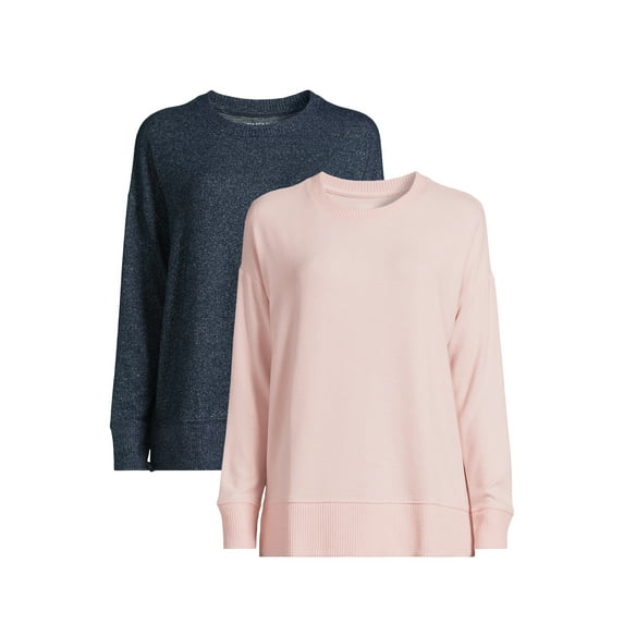 Time and Tru Women's Hacci Knit Pullover with Long-Sleeves, Single and 2-Pack, Sizes XS - XXL
