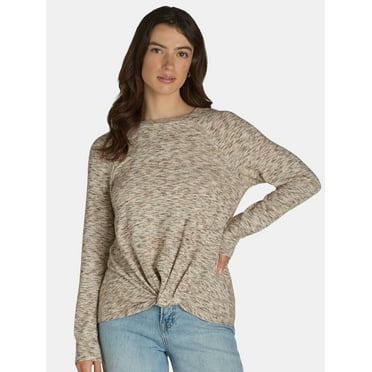 Time and Tru Women's Hacci Knot Front Top, Sizes S-XXXL