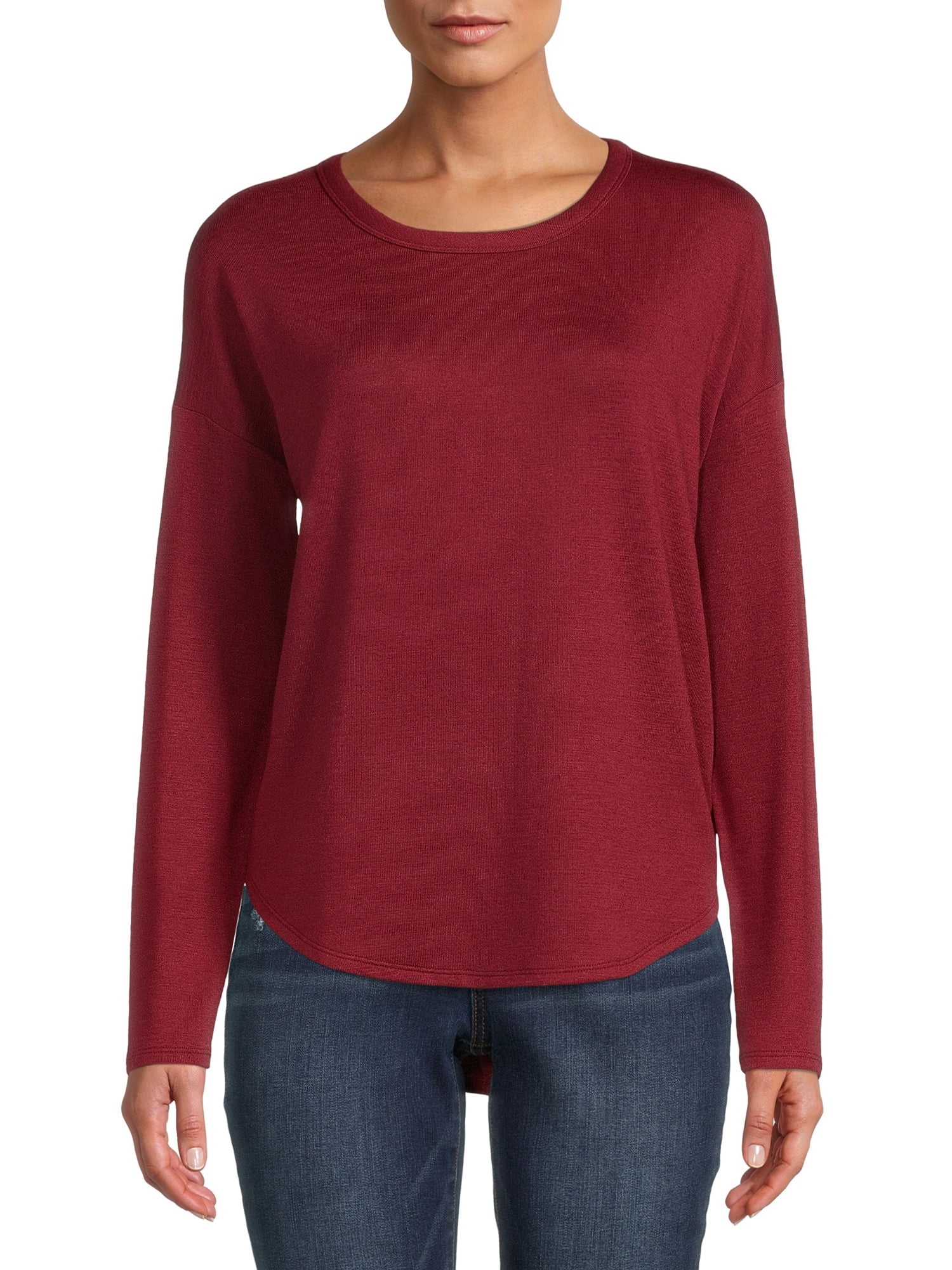 Time and Tru Women's Hacci T-Shirt with Long Sleeves - Walmart.com