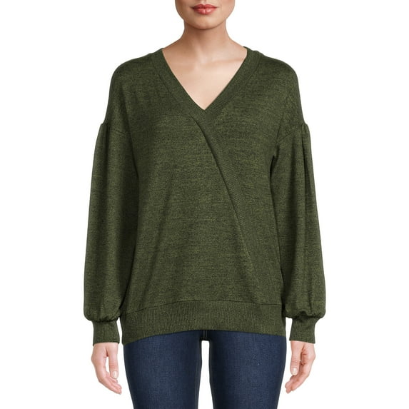 Time and Tru Women's Hacci Wrap Top