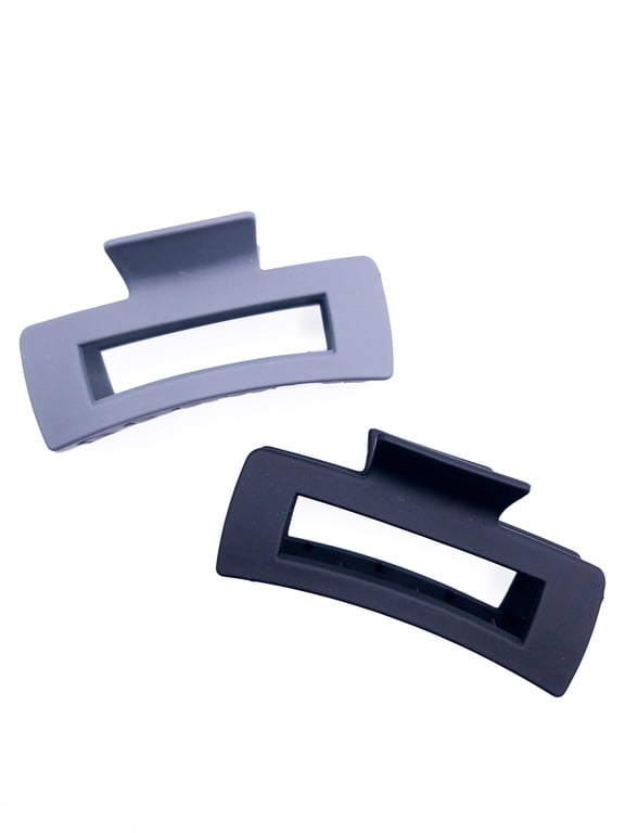 Women's Hair Claw Clip 2-Pack, Black Grey