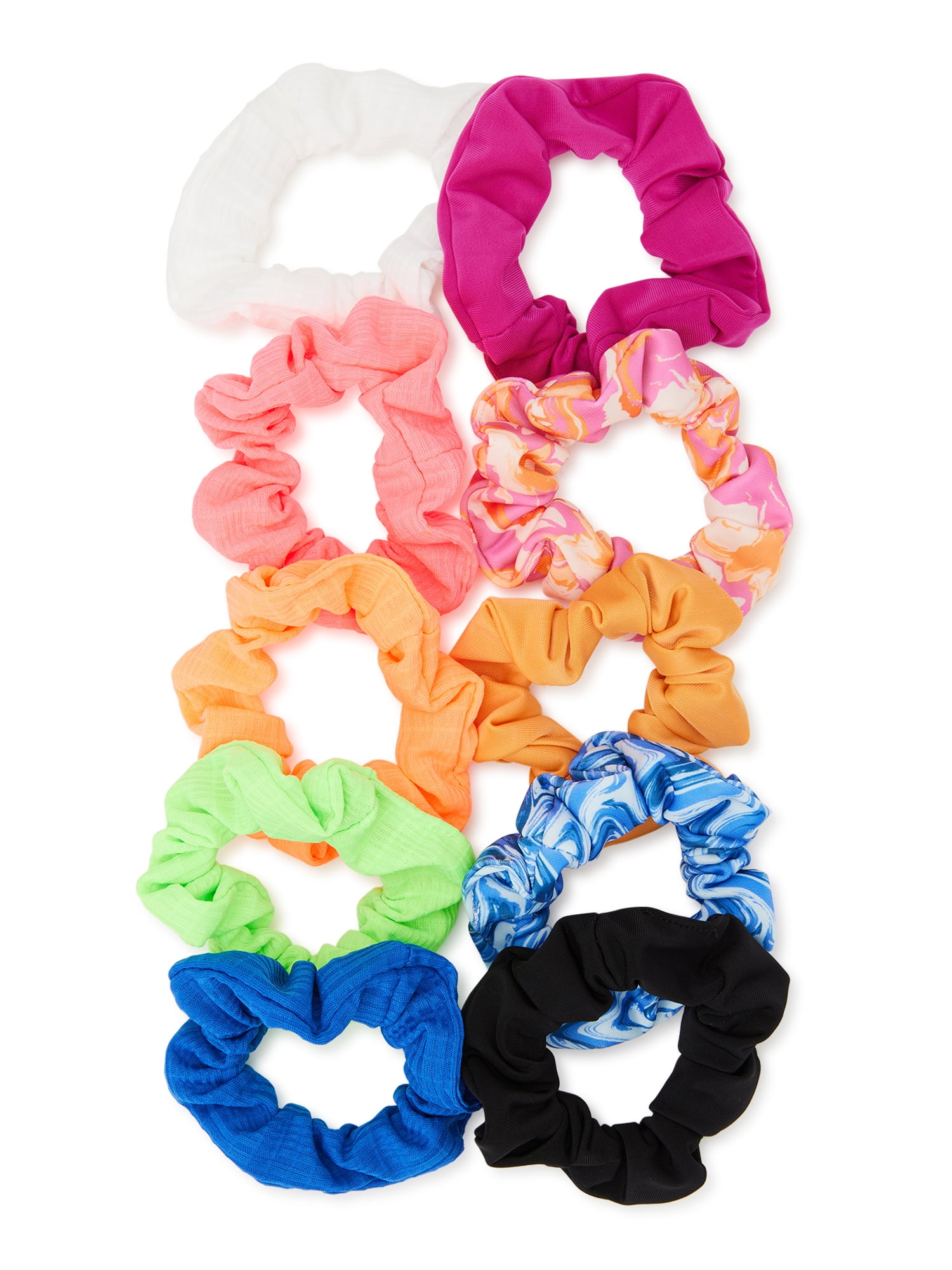 Time and Tru Women's Hair Ties, 10-Pack, Bright