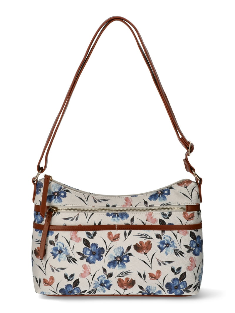 Time and Tru Women’s Hallie Crossbody Handbag, Floral Print