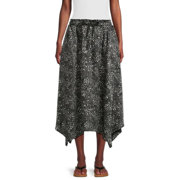 Time and Tru Women's Handkerchief Hem Midi Skirt with Drawcord, Sizes ...