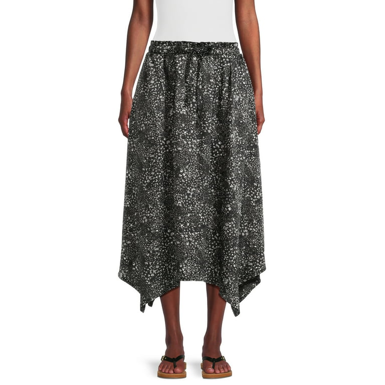 Time and Tru Women\'s Handkerchief Hem Midi Skirt with Drawcord, Sizes  XS-XXL