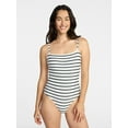 thumbnail image 1 of Time and Tru Women's and Women's Plus Size Striped Square Neck One Piece Swimsuit, Sizes XS-3X, 1 of 6
