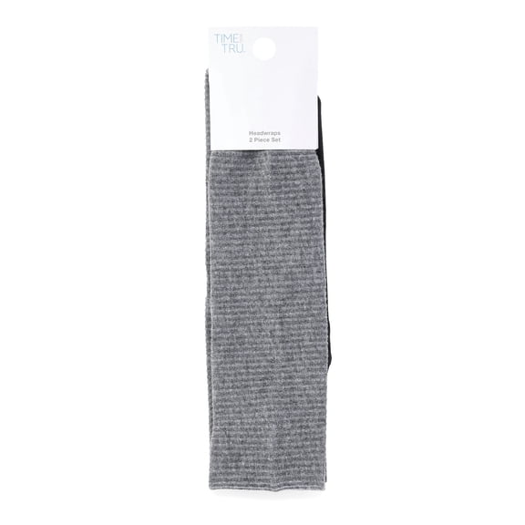 Time and Tru Women's 2-Pack Headwrap, Light Grey