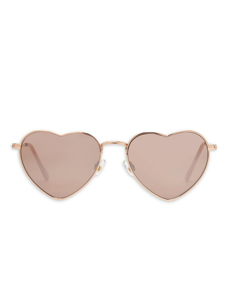 Heart-Shaped Gold Tone Sunglasses Fashion Thin Metal Cute Heart Shaped Sunglasses 8965 - zeroUV main image 2