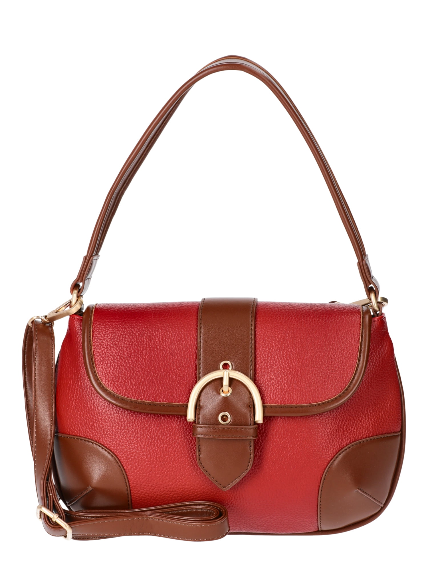 Time and Tru Women's Heather Shoulder Buckle Bag, Persimmon