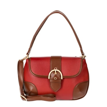 Time and Tru Women's Heather Shoulder Buckle Bag, Persimmon