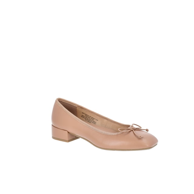 Time and Tru Women's String Bow Block Heel Ballet Shoes, Wide Width Available
