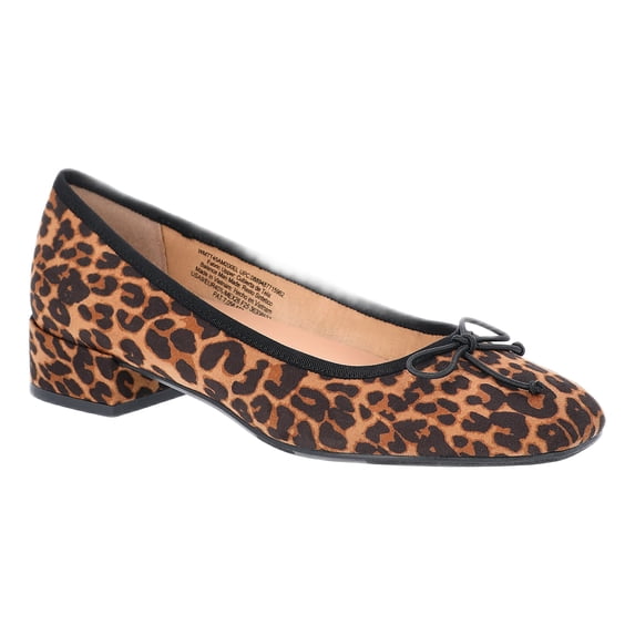 Time and Tru Women's String Bow Block Heel Ballet Shoes, Wide Width Available
