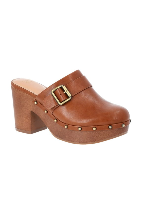 Women's Faux Leather Heeled Clogs
