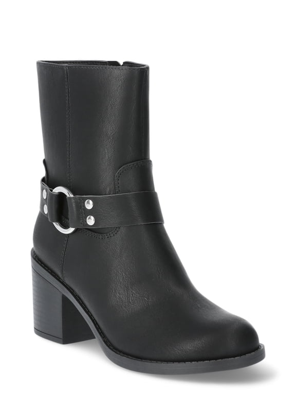 Womens Heeled Moto Boots