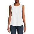 thumbnail image 1 of Time and Tru Women's Henley Tank Top with Fashion Raw Edge Detail, 1 of 5