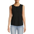 thumbnail image 1 of Time and Tru Women's Henley Tank Top with Fashion Raw Edge Detail, 1 of 5