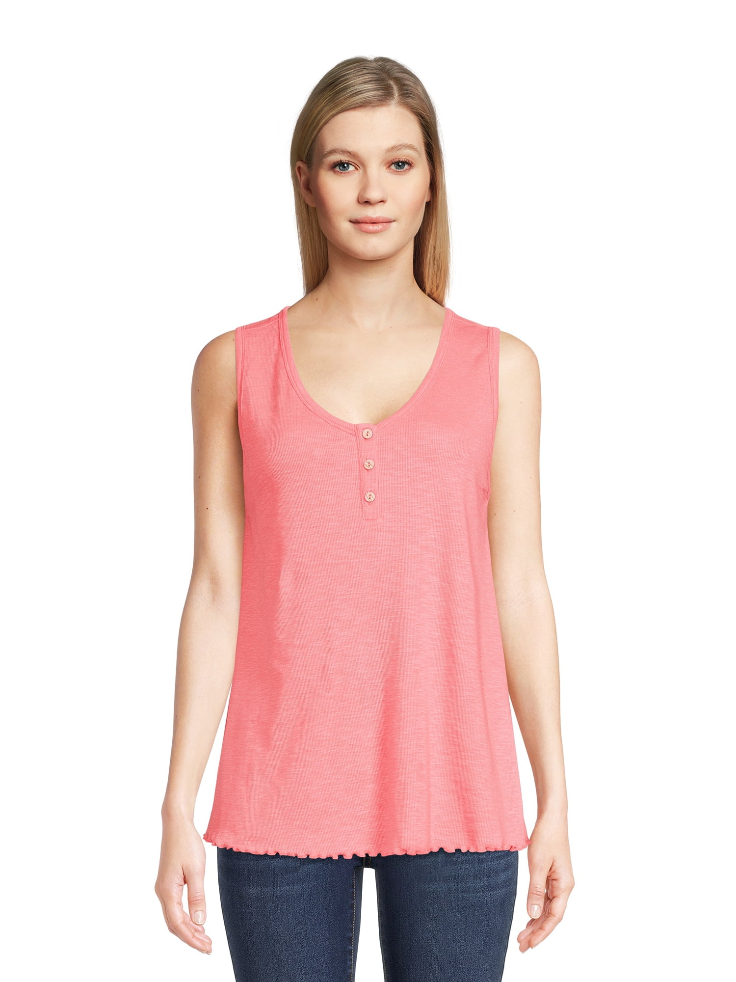 Time and Tru Women's Henley Tank Top