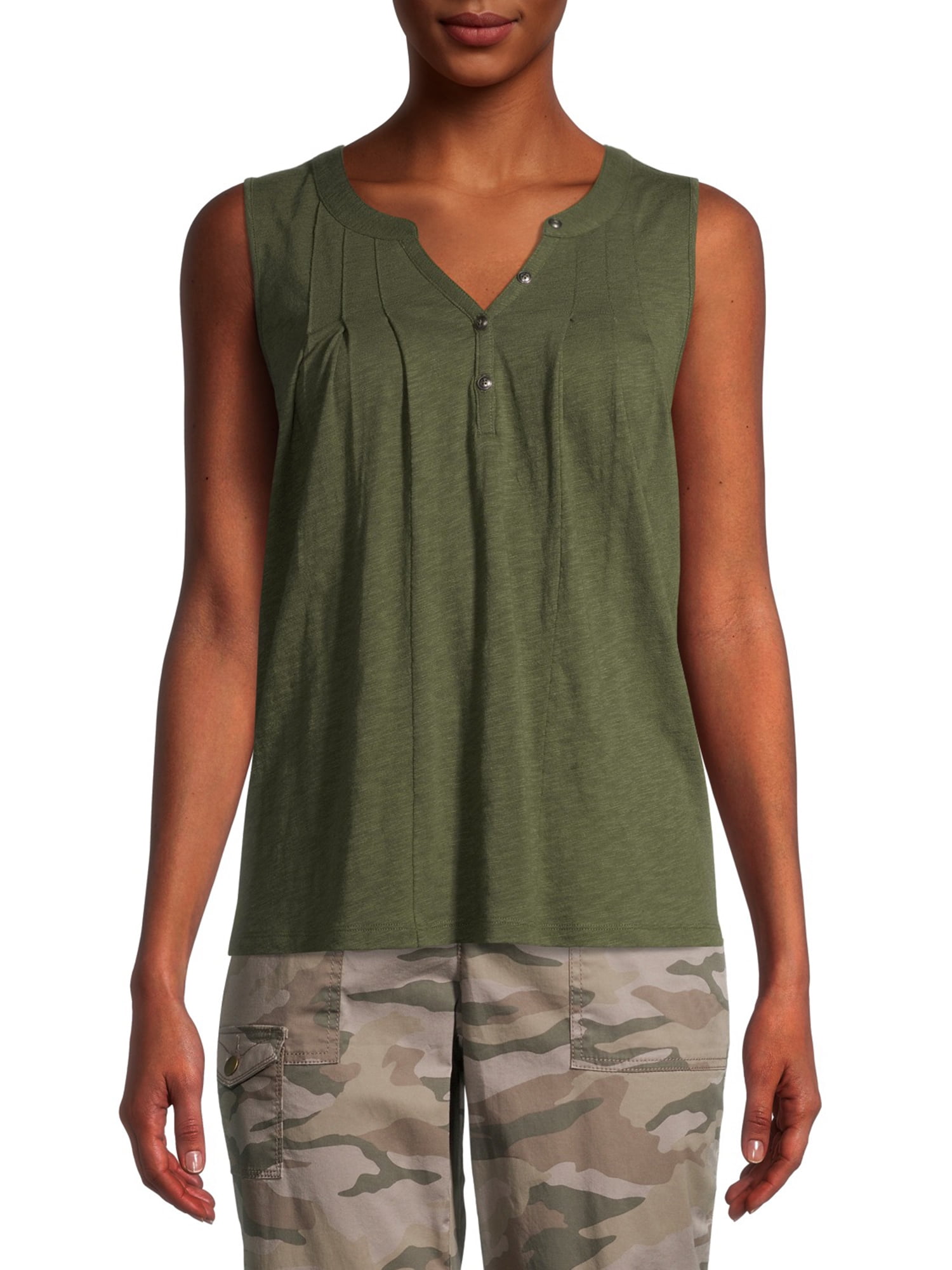 Time and Tru Women's Henley Tank Top