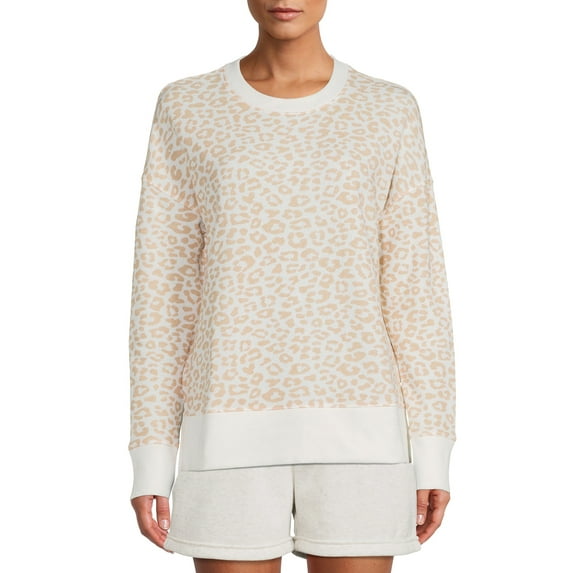 Time and Tru Women's Hi-low Hem & Dropped Shoulder Crewneck Sweatshirt