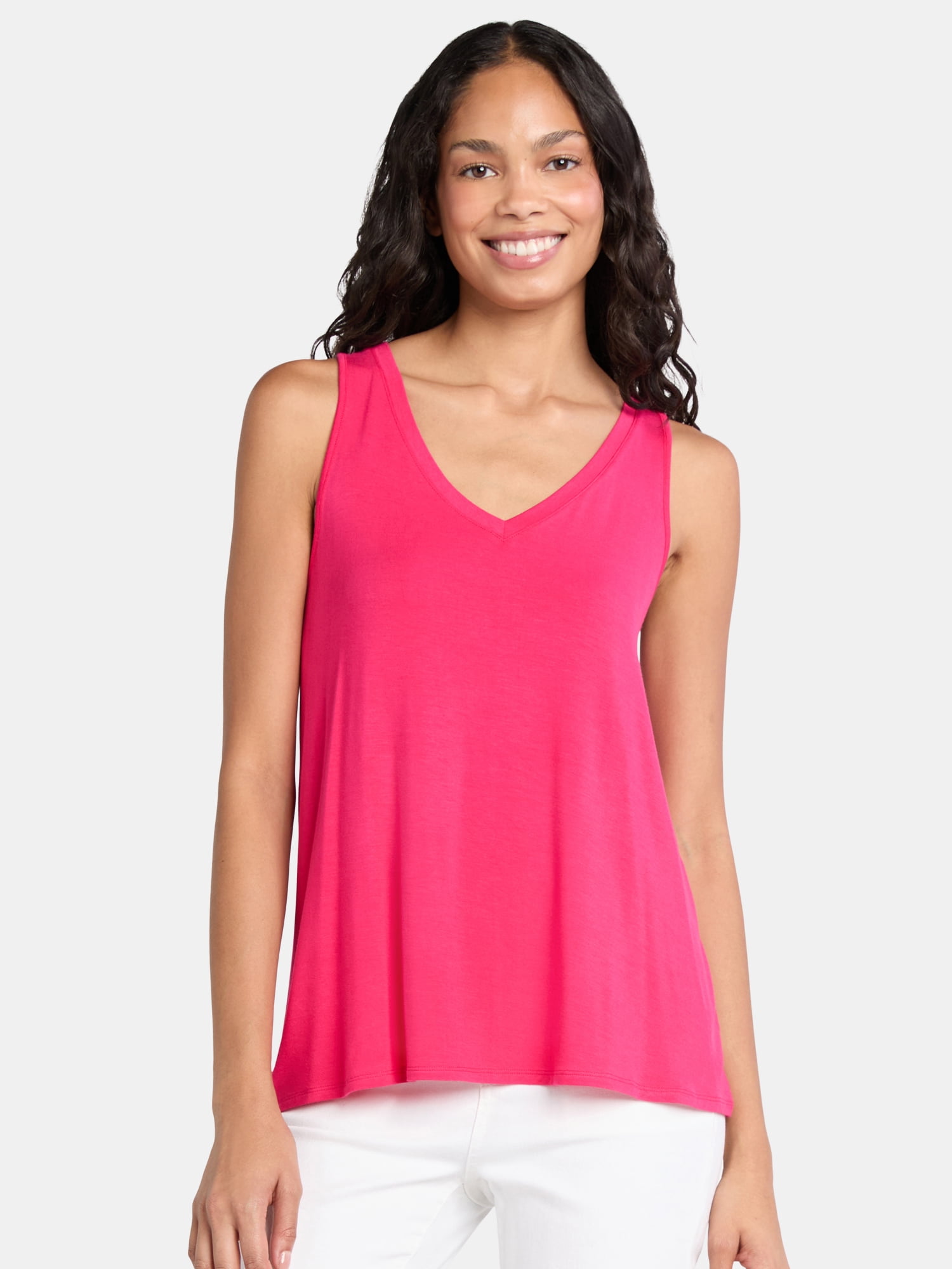Time and Tru Women's High Low Jersey Tank Top, Sizes XS-XXXL