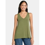 TIME AND TRU Women's High Low Jersey Tank Top, Sizes XS-XXXL