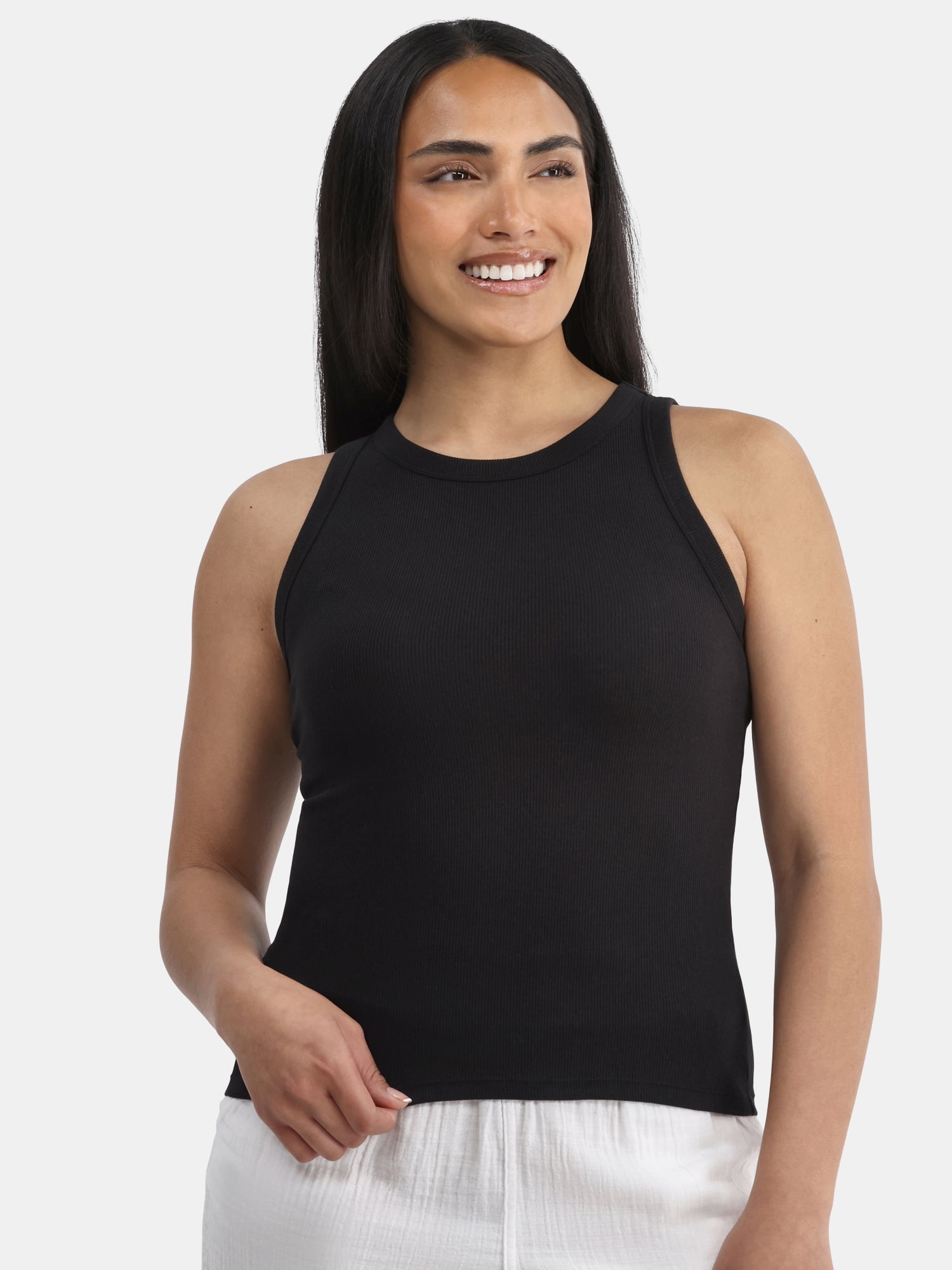 Time and Tru Women's High Neck Ribbed Tank Top, Sizes XS Time and Tru Women's High Neck Ribbed Tank Top, Sizes XS