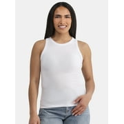 TIME AND TRU Women's High Neck Ribbed Tank Top, Sizes XS-XXXL