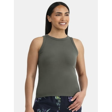 Time and Tru Women's High Neck Ribbed Tank Top, Sizes XS-XXXL